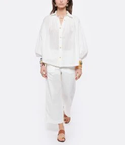 Vanessa Bruno Pantalon Helias Coton Blanc -ANINE BING Boutique vbrun look20220308 378