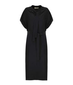 Vanessa Bruno Robe Midi Amarilla Soie Noir