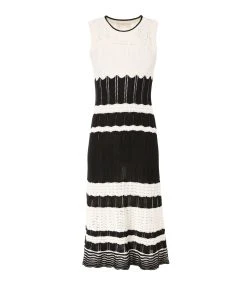 Vanessa Bruno Robe Midi Aimée Maille Écru Noir
