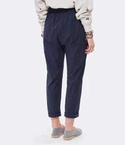 XIRENA Pantalon Fin Draper Coton Bleu Navy -ANINE BING Boutique xiren look20220125 331