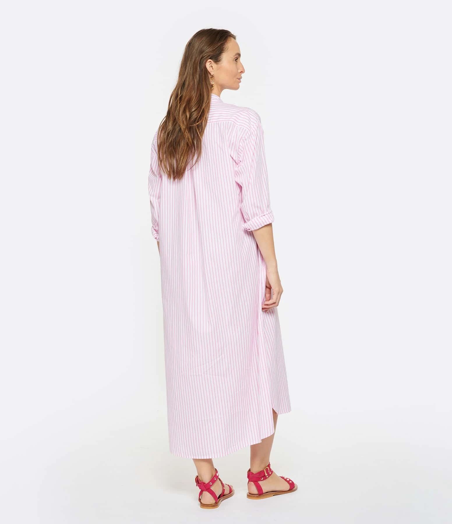XIRENA Robe Longue Marlowe Rayures Coton Rose 6 XIRENA Robe Longue Marlowe Rayures Coton Rose – Image 4