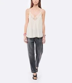 Zadig & Voltaire Top Caraco Christy Soie Écru -ANINE BING Boutique zadig look20211228 495
