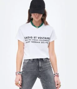 Zadig & Voltaire Tee-shirt Zoe ZV Address Coton Blanc -ANINE BING Boutique zadig look20220119 158