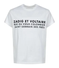 Zadig & Voltaire Tee-shirt Zoe ZV Address Coton Blanc