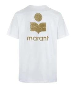 MARANT ÉTOILE Tee-shirt Zewel Coton Organique Blanc Kaki -ANINE BING Boutique zewel ts0406 22a060e khwh khaki white