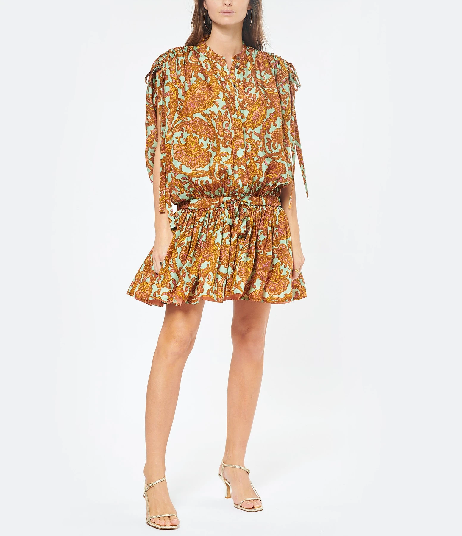 Zimmermann Robe Tiggy Soie Imprimé Cachemire Pêche Menthe 5 Zimmermann Robe Tiggy Soie Imprimé Cachemire Pêche Menthe – Image 3