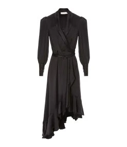 Zimmermann Robe Wrap Soie Noir